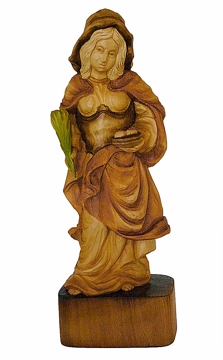 Heilige Agatha Holzfigur natur - 30 cm